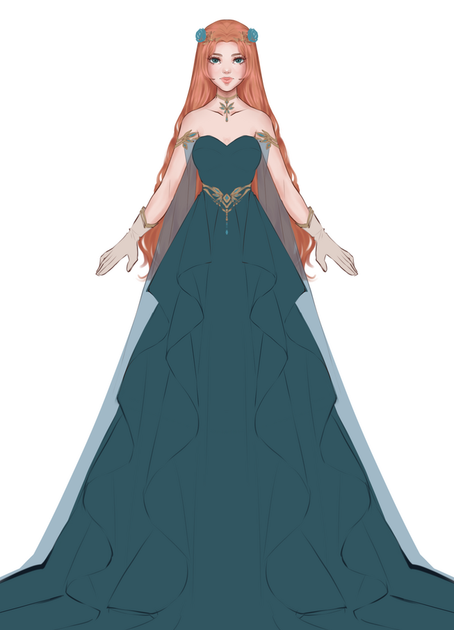 Deep Teal Gown Frontal View (YCH+Outfit by LifStrange)