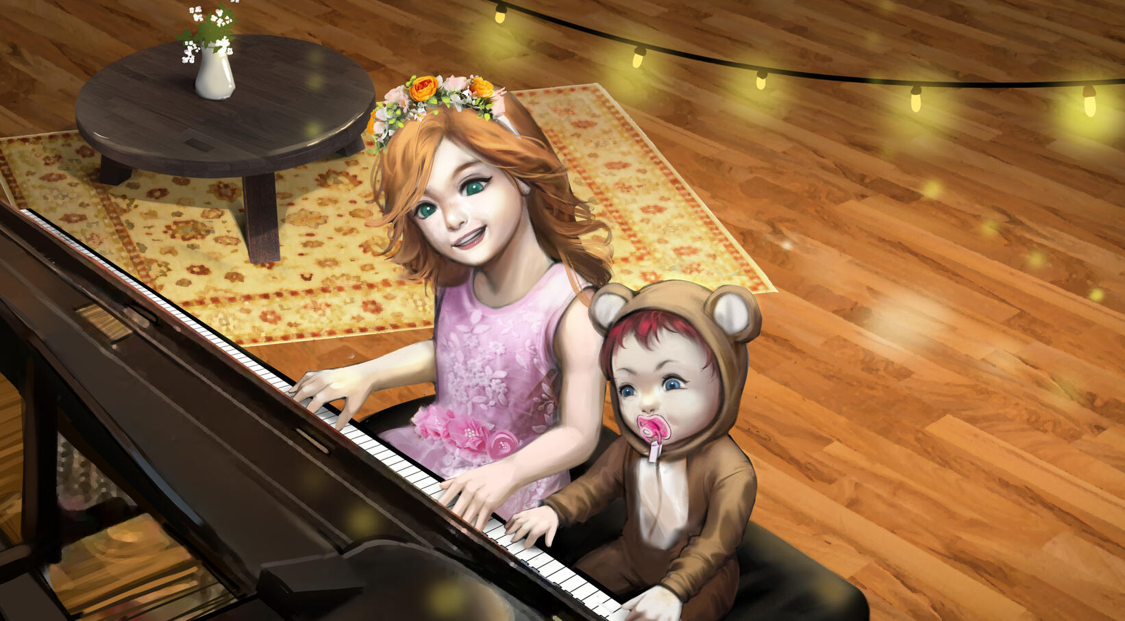 Two Little Pianists (by Zuaidraws)